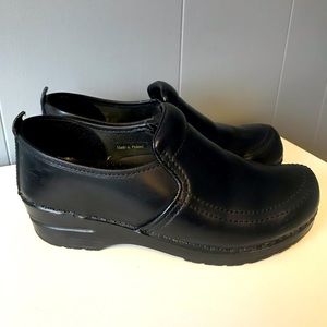 Dansko Black Leather Comfort Clogs
